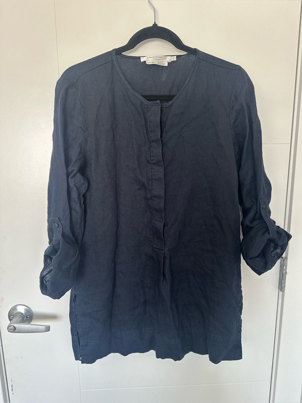 Contemporaine par Simons Organic Linen Button-Front Blouse – XS